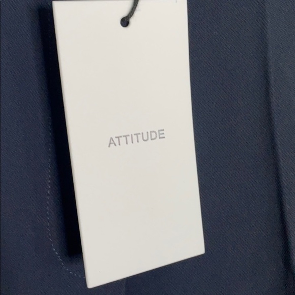 NWT Attitude pants Med Navy blue and white cuffs capris - Picture 4 of 6